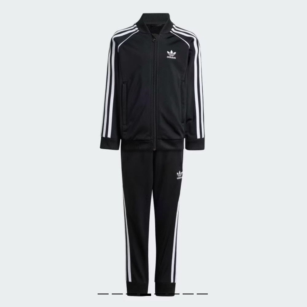 Adidas Black Tracksuit with White Stripes kids